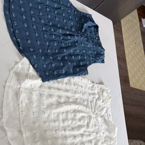 Textured Sleeveless Blouse Duo - Navy & Cream